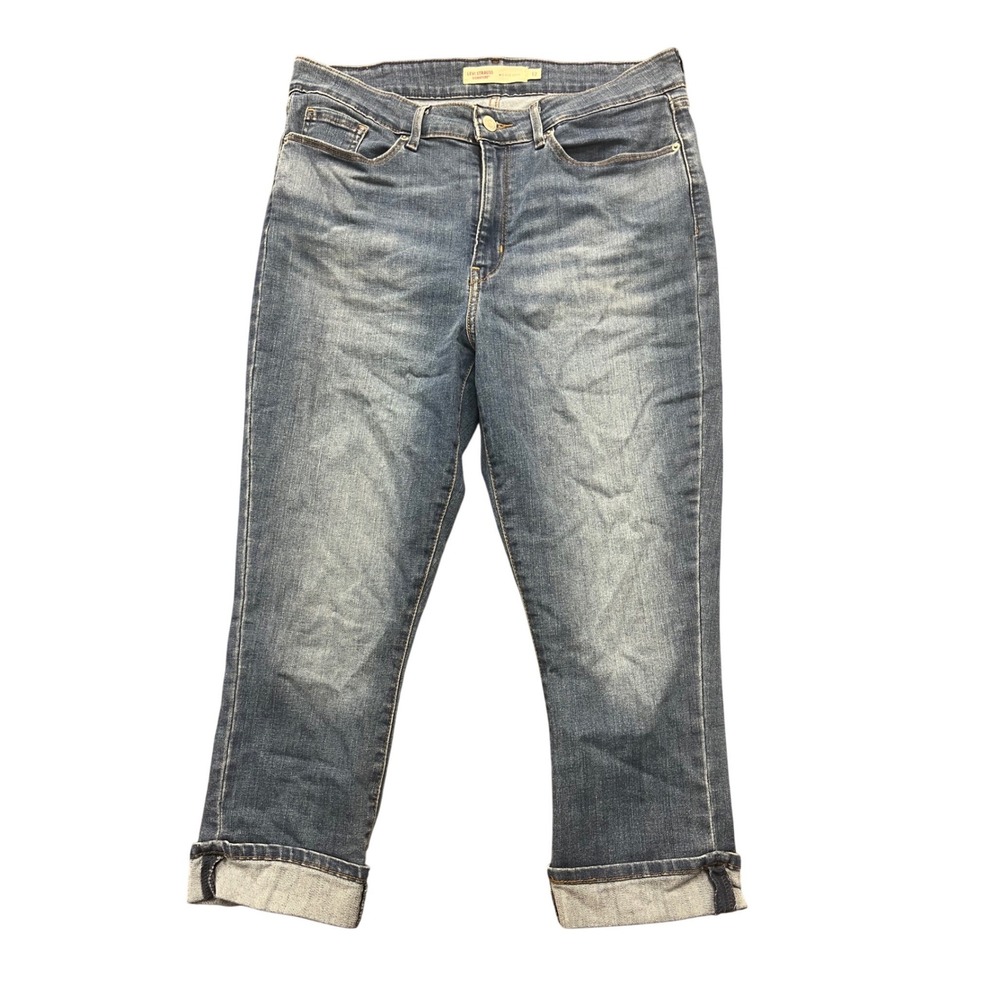 Levi Strauss Signature Capri Jeans Womens 12 Blue Mid Rise Stretch Cropped